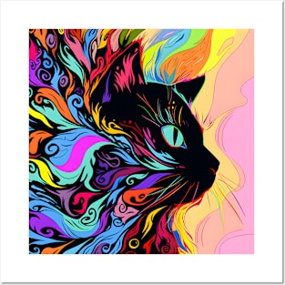 Artsy Black Cat Posters and Art